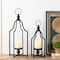 Modern Farmhouse Black Metal Candle Lantern Set, 22" & 16.5"